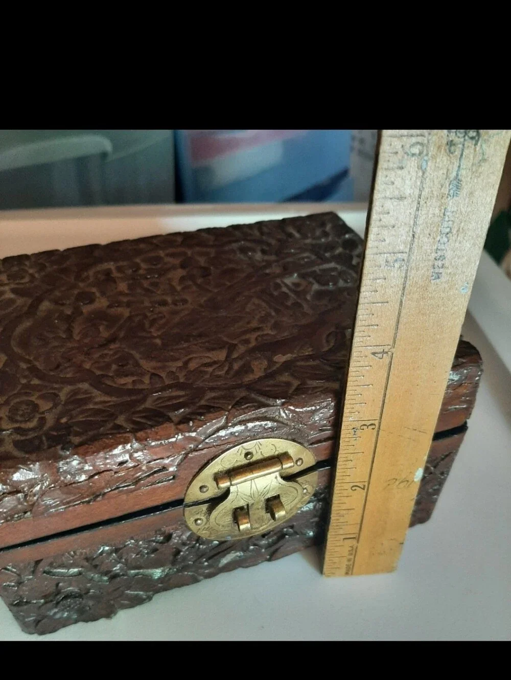 🛍Hand-Carved Wooden Jewelry Trinket Box With Floral & Bird Design